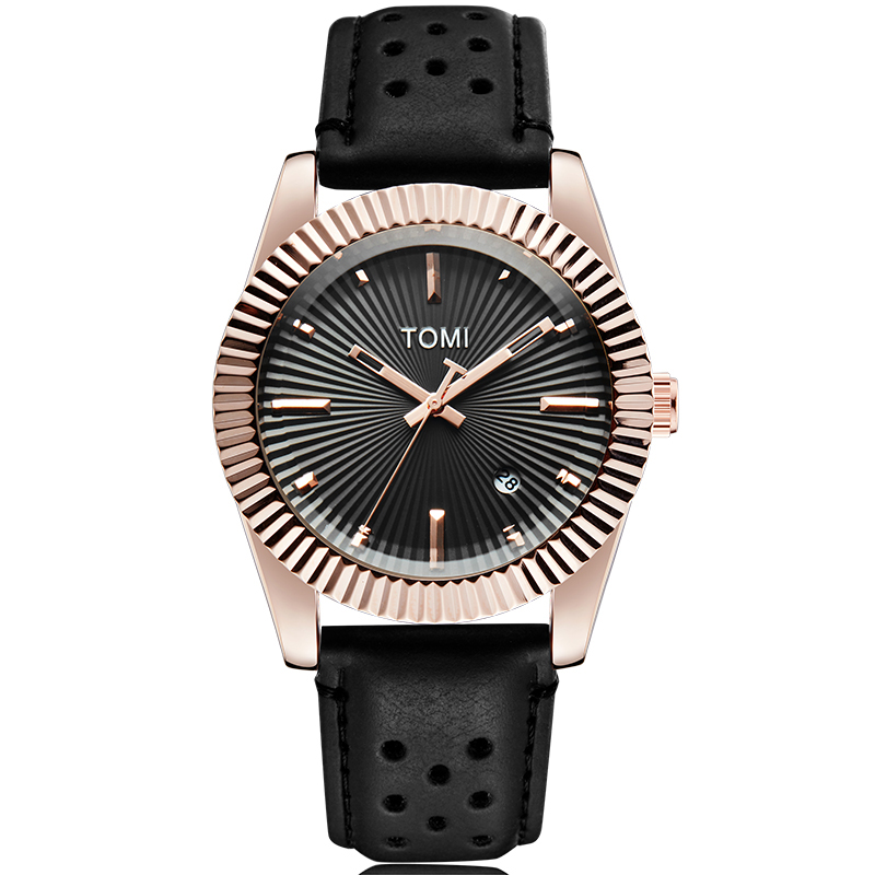 Leather Watch Band Men - TOMI Brand Men Watch Quartz Hours