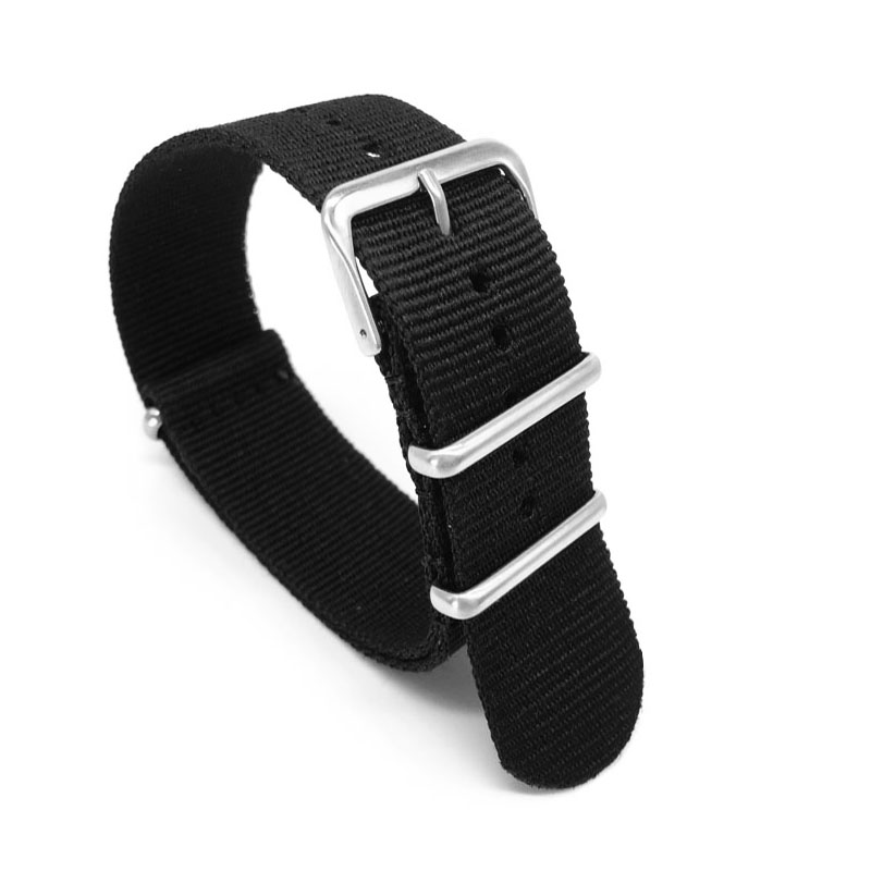 Nato Strap Nylon - Black Nylon Strap for 16mm 18mm
