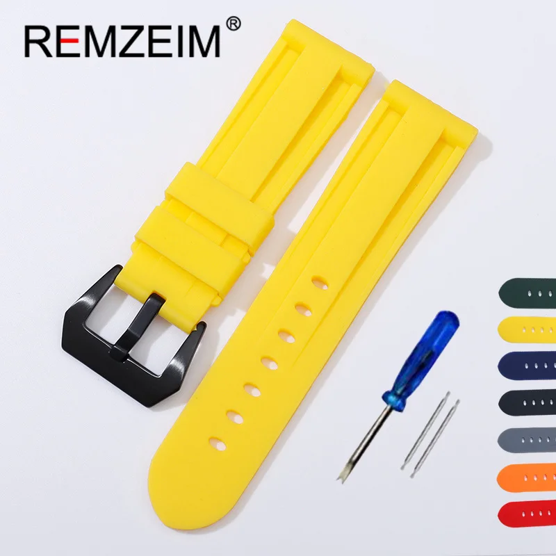 Rubber Strap Diver - High Quality Silicone Watch Band Yellow