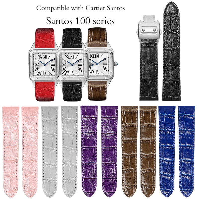 Cartier Watch Santos - 20 23MM genuine cowhide leather strap