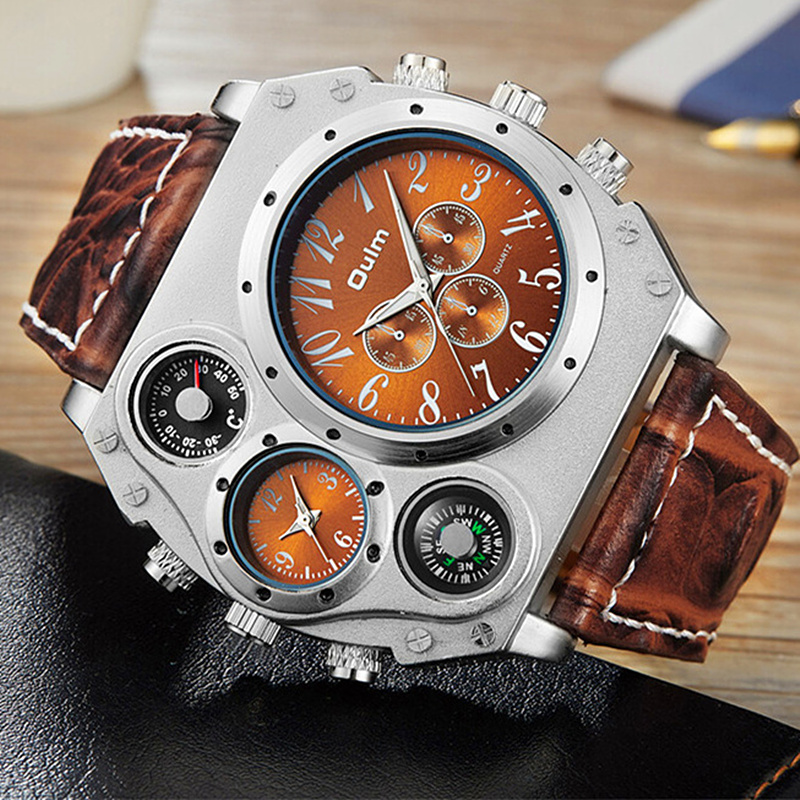 Leather Watch Band Men - New Model OULM Watch Men Quartz
