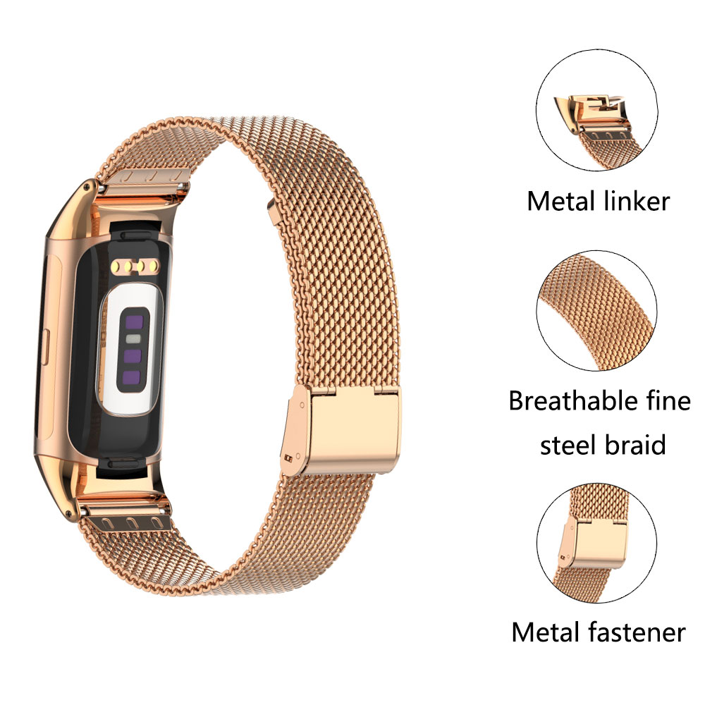 Suitable for Fitbit Charge 5/6 - Mesh Strap Metal recension och pris