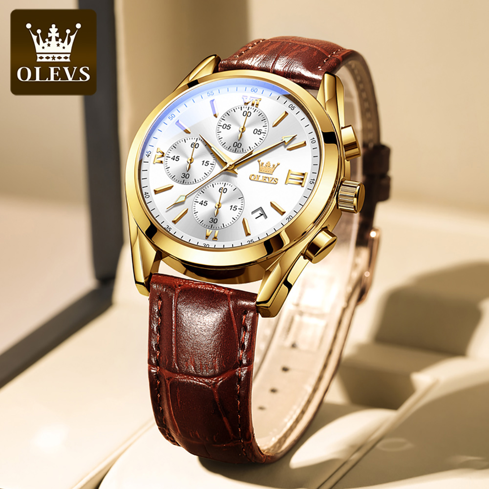 OLEVS 2872 Chronograph Men's W - Leather Watch Band Men recension och pris