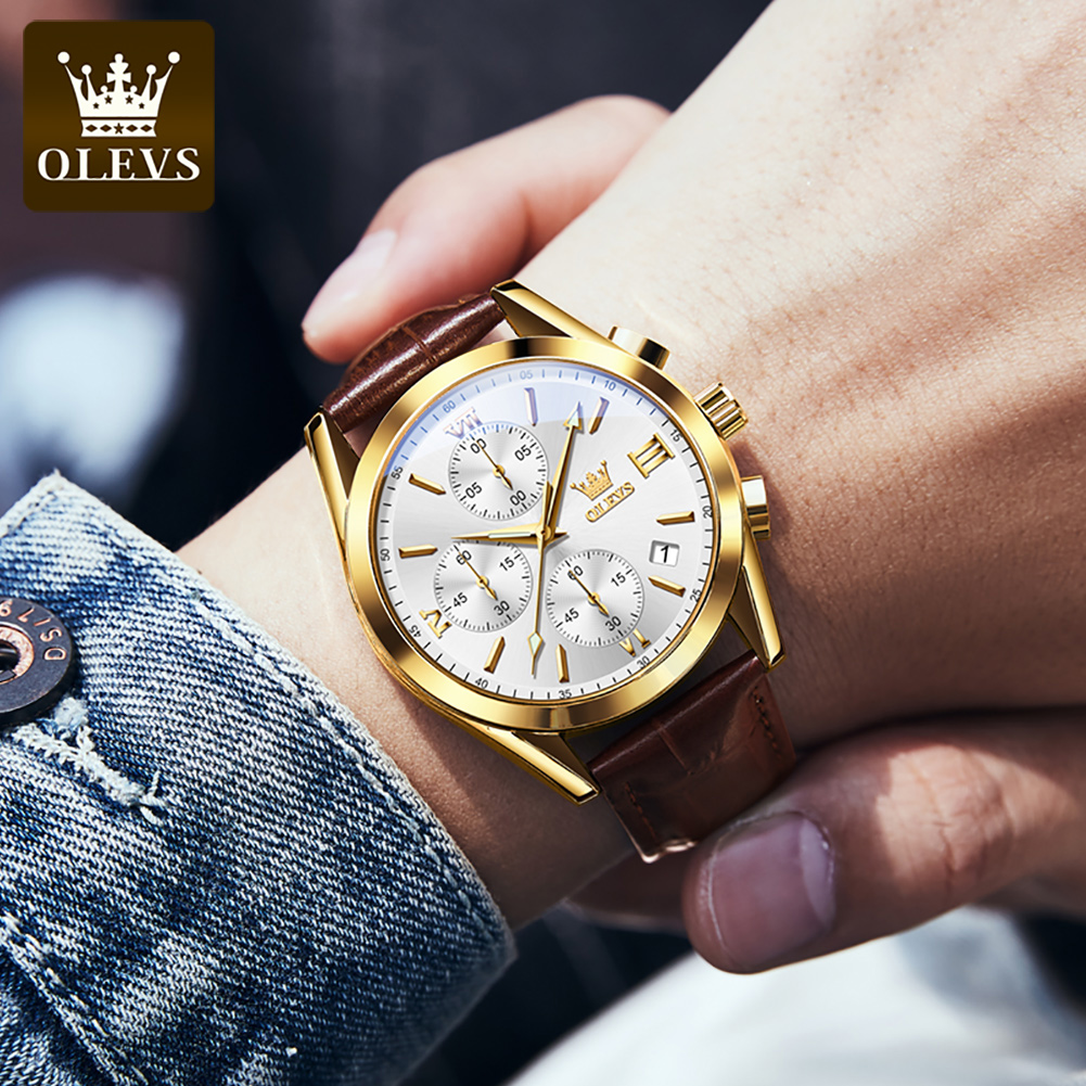 OLEVS 2872 Chronograph Men's W - Leather Watch Band Men recension och pris