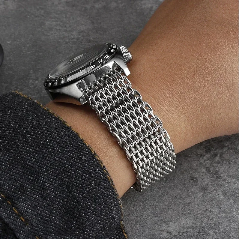 18/20/22/24mm Mesh Solid Stain - Mesh Strap Metal recension och pris