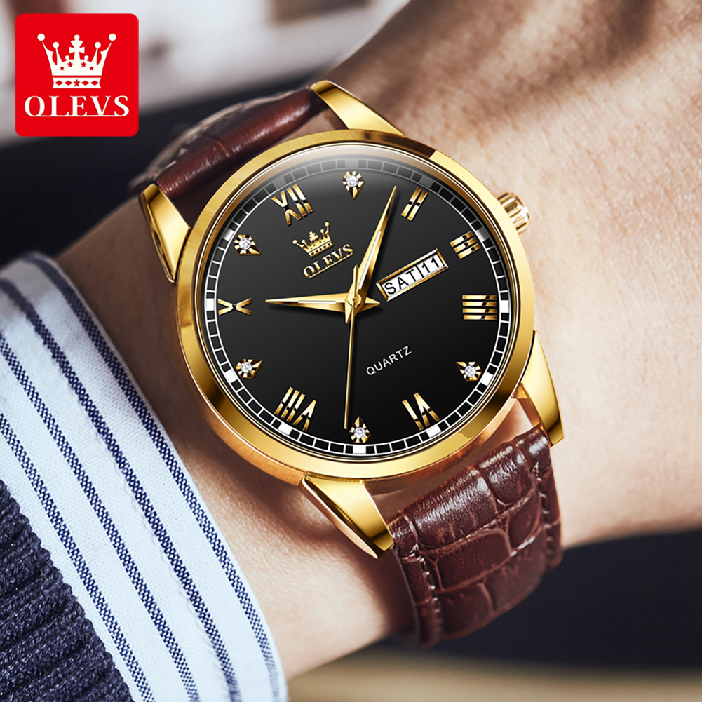 OLEVS 6896 Top Brand Men Quart - Leather Watch Band Men recension och pris
